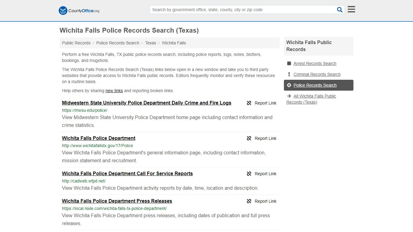 Police Records Search - Wichita Falls, TX (Accidents & Arrest Records)