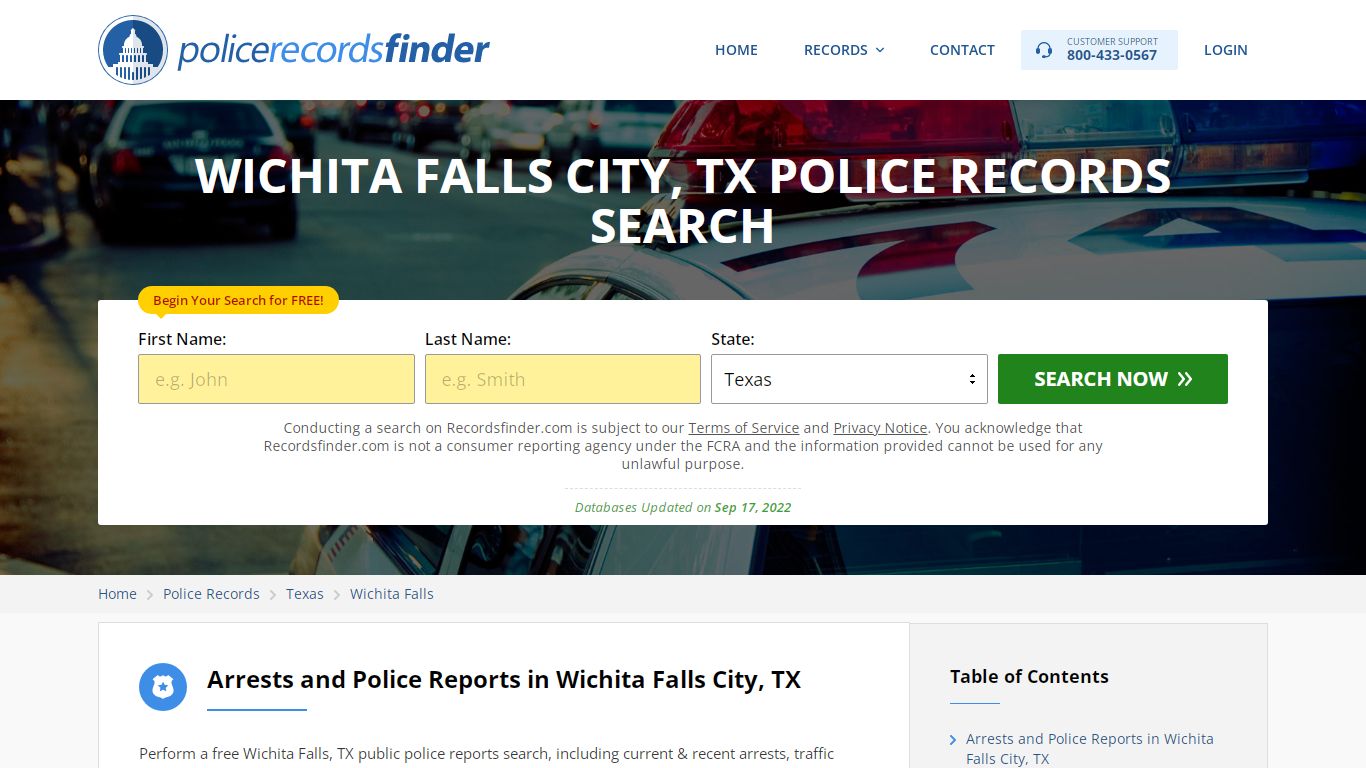 WICHITA FALLS CITY, TX POLICE RECORDS SEARCH - RecordsFinder